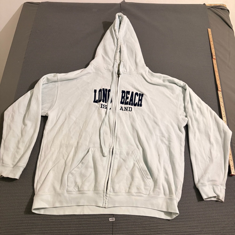 U.S. Vintage Collection Long Beach Island Zip Up Hoodie Light Blue XL